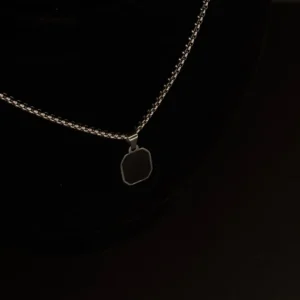 Black Hexagon Pendant with Curb