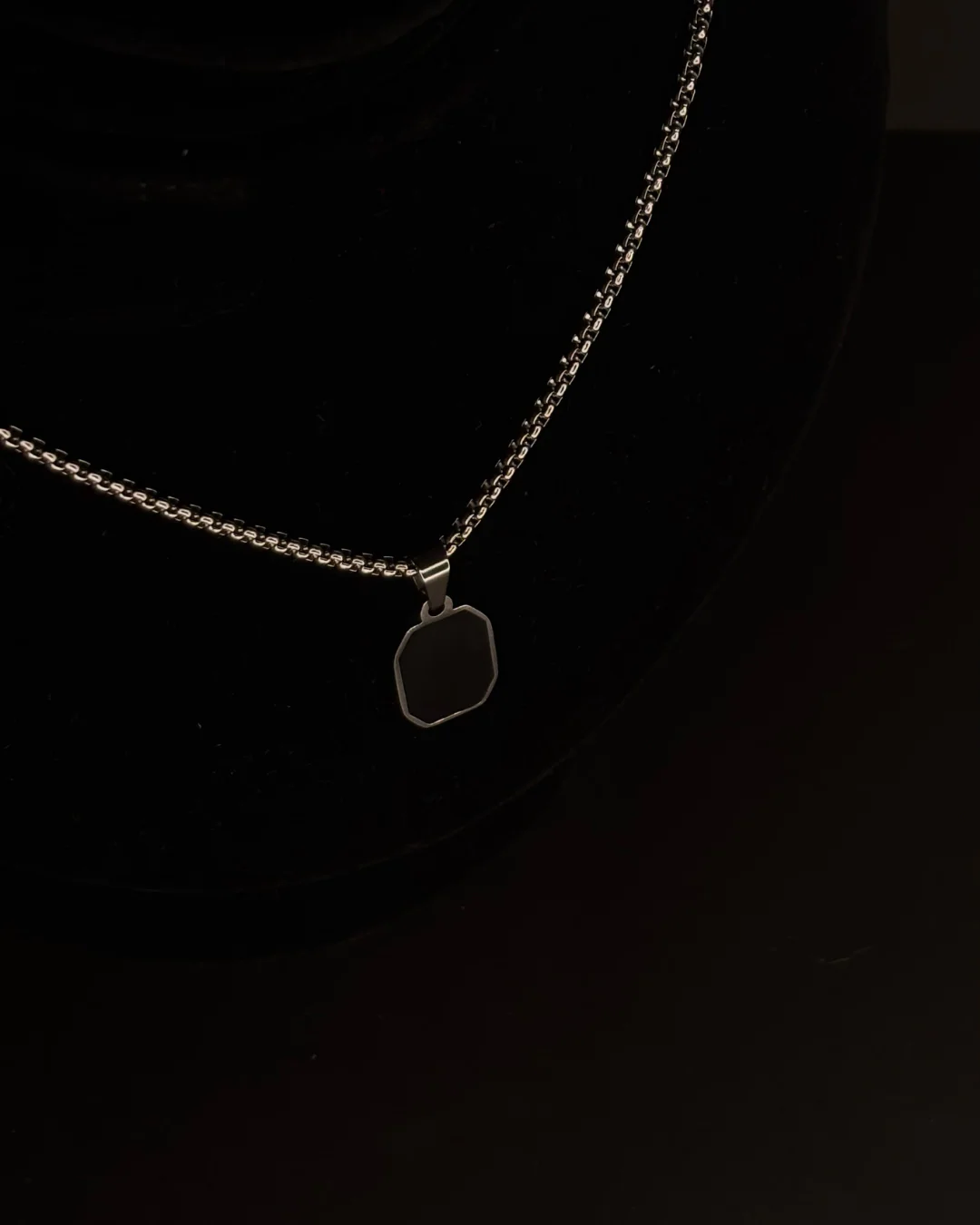 Black Hexagon Pendant with Curb