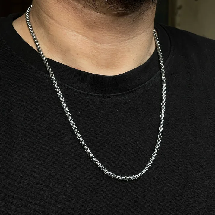 Men Silver Box Chain