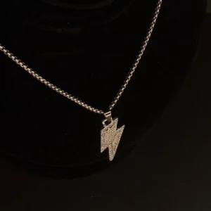Stone Studded Thunderbolt Pendant