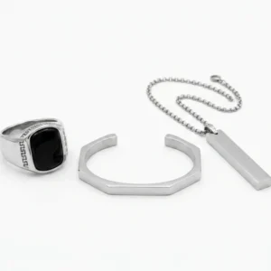 The Steel Authority Bundle — Bracelet, Ring & Pendant