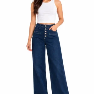 Aura Dark Blue Button Jeans